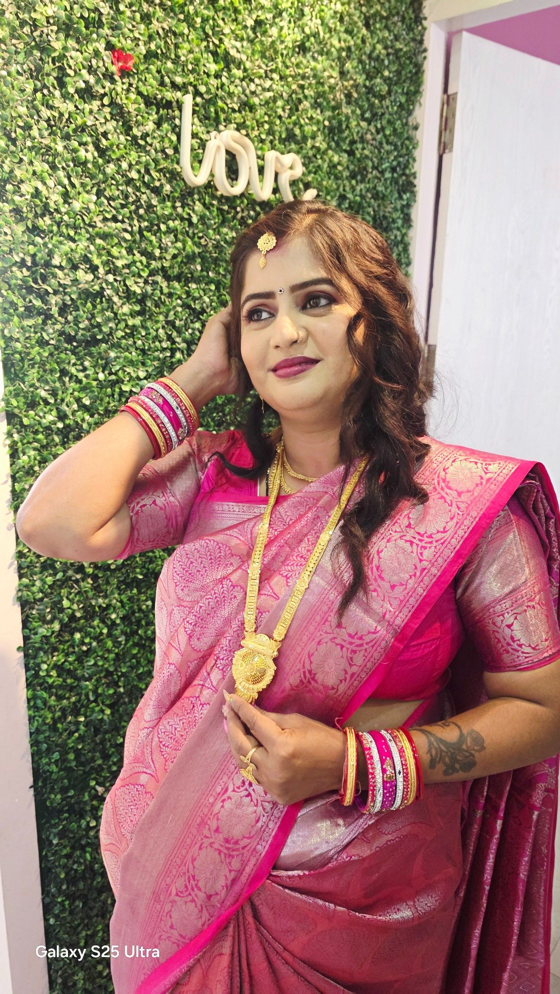 Makeup artist with client